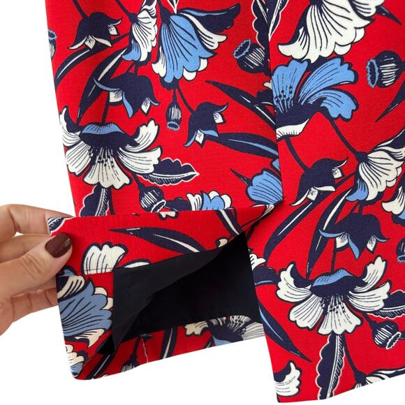 J. Crew Women's Red Floral Pencil Skirt Size 6 - EUC - Picture 5 of 6